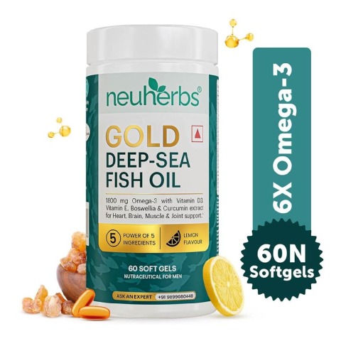 1 - Neuherbs Gold Deep Sea 6X Omega 3 Fish Oil Lemon Flavour,  60 softgels 