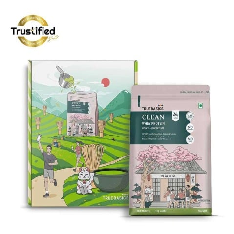 4 - TrueBasics Clean Whey Protein (Isolate + Concentrate),  2.2 lb  Matcha 