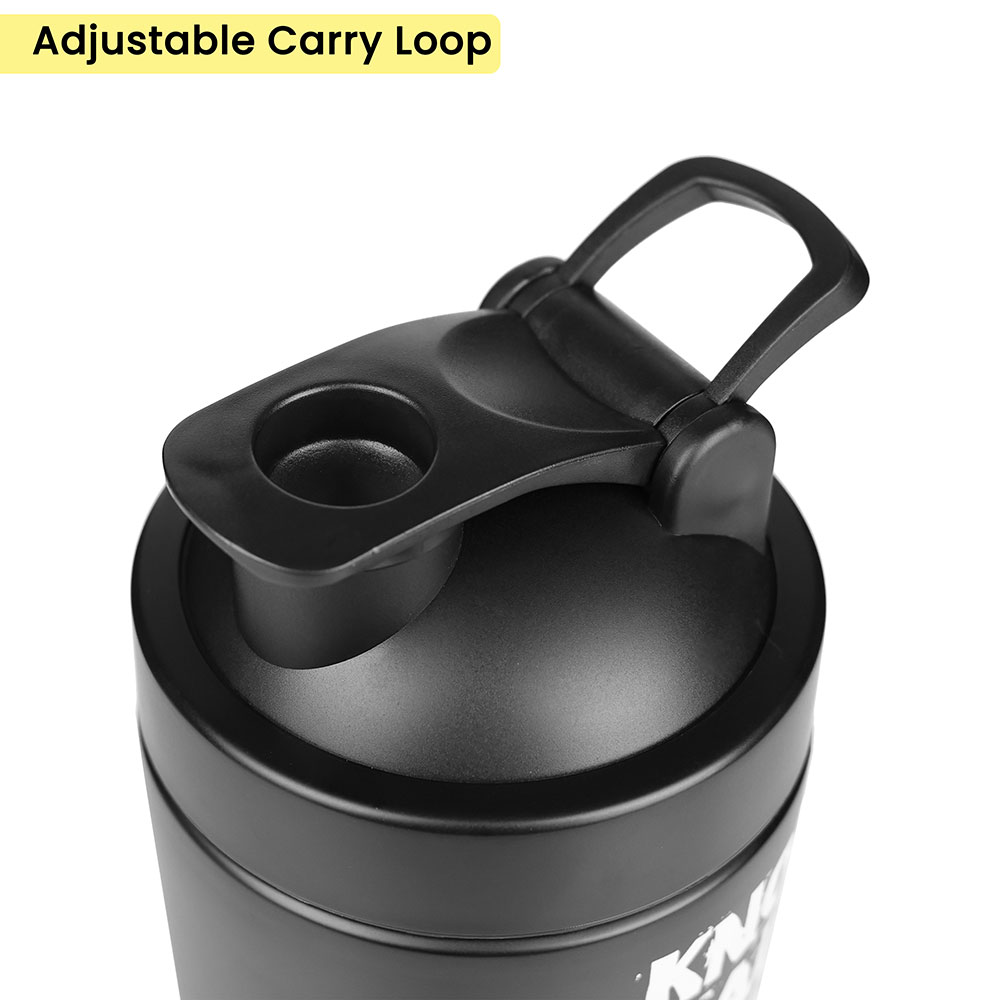 2 - GHC Stainless Steel Shaker Bottle,  Black (with Extra Compartment)  590 ml 