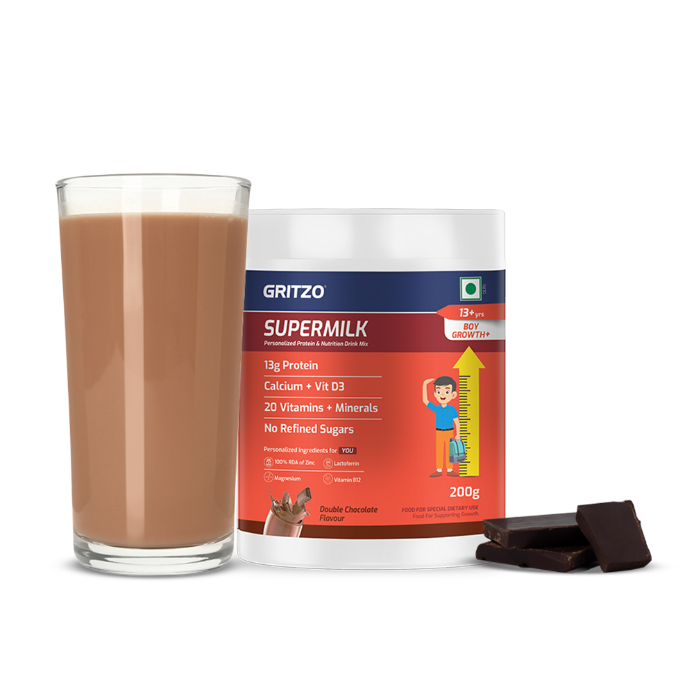 1 - Supermilk Height+ for Boy 13+ years, 200 g Double Chocolate 13+ Yrs Boy Height+ With Unrefined Sugar