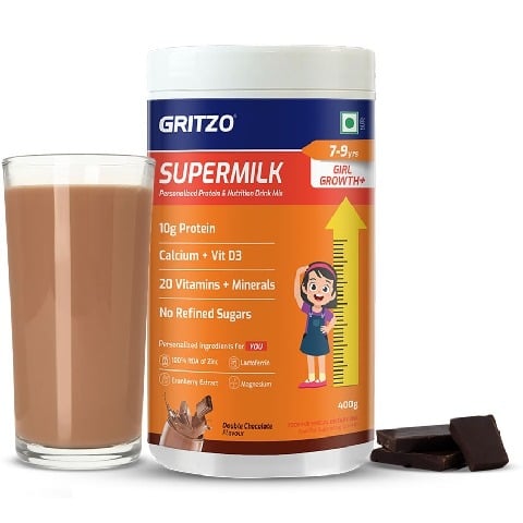 1 - Supermilk Gritzo Growth+(Formerly Height+) for Girl 7 to 9 years, 400 g Double Chocolate