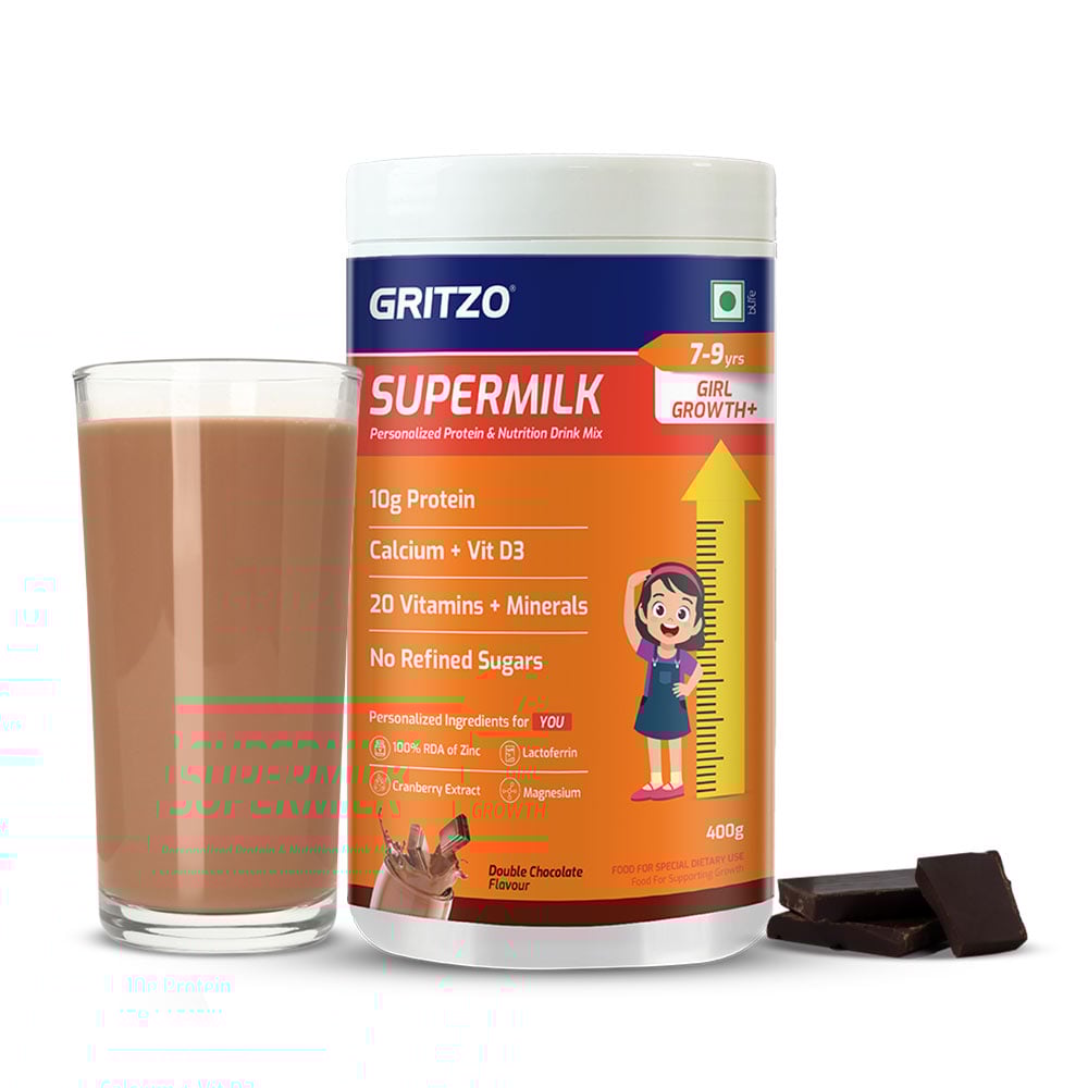 1 - Supermilk Gritzo Growth+(Formerly Height+) for Girl 7 to 9 years, 400 g Double Chocolate