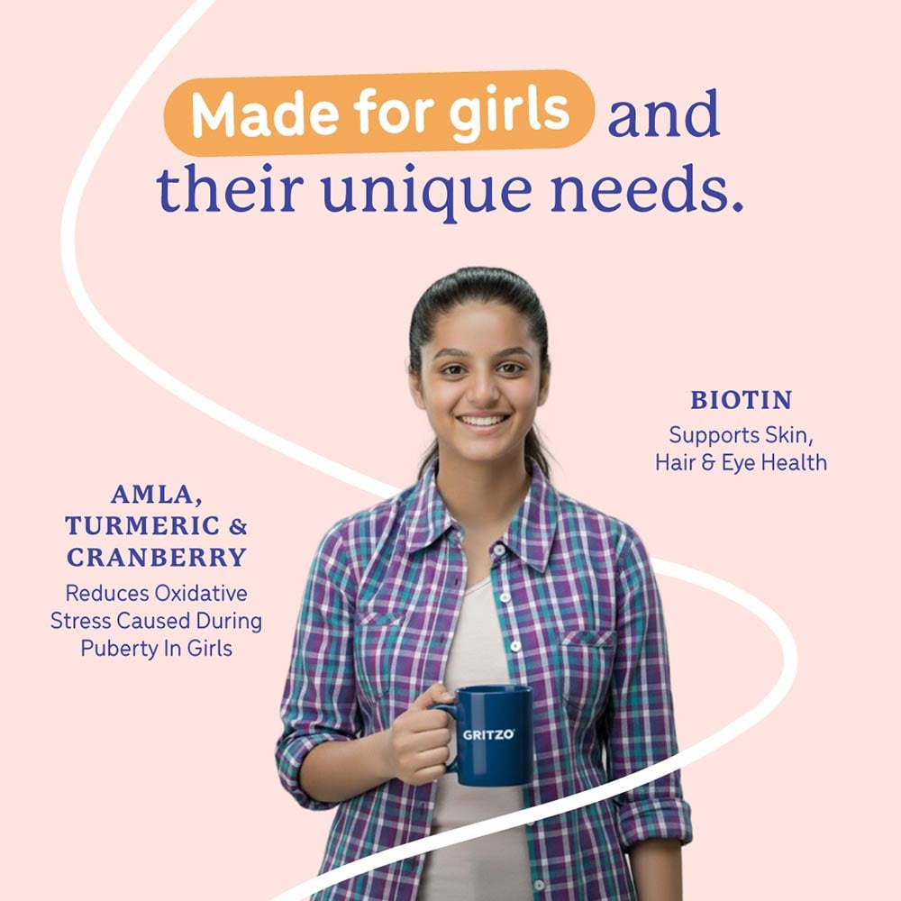 6 - Supermilk Gritzo Height+ for 13+ Yrs Girls Personalized Protein & Nutrition Drink Mix,  400 g  Double Chocolate