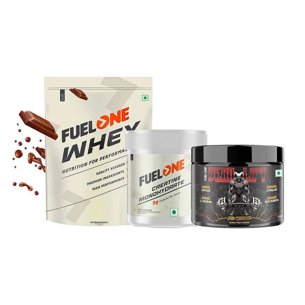 Whey Protein 1 kg Chocolate & 100g Creatine Monohydrate & Pre Workout Combo