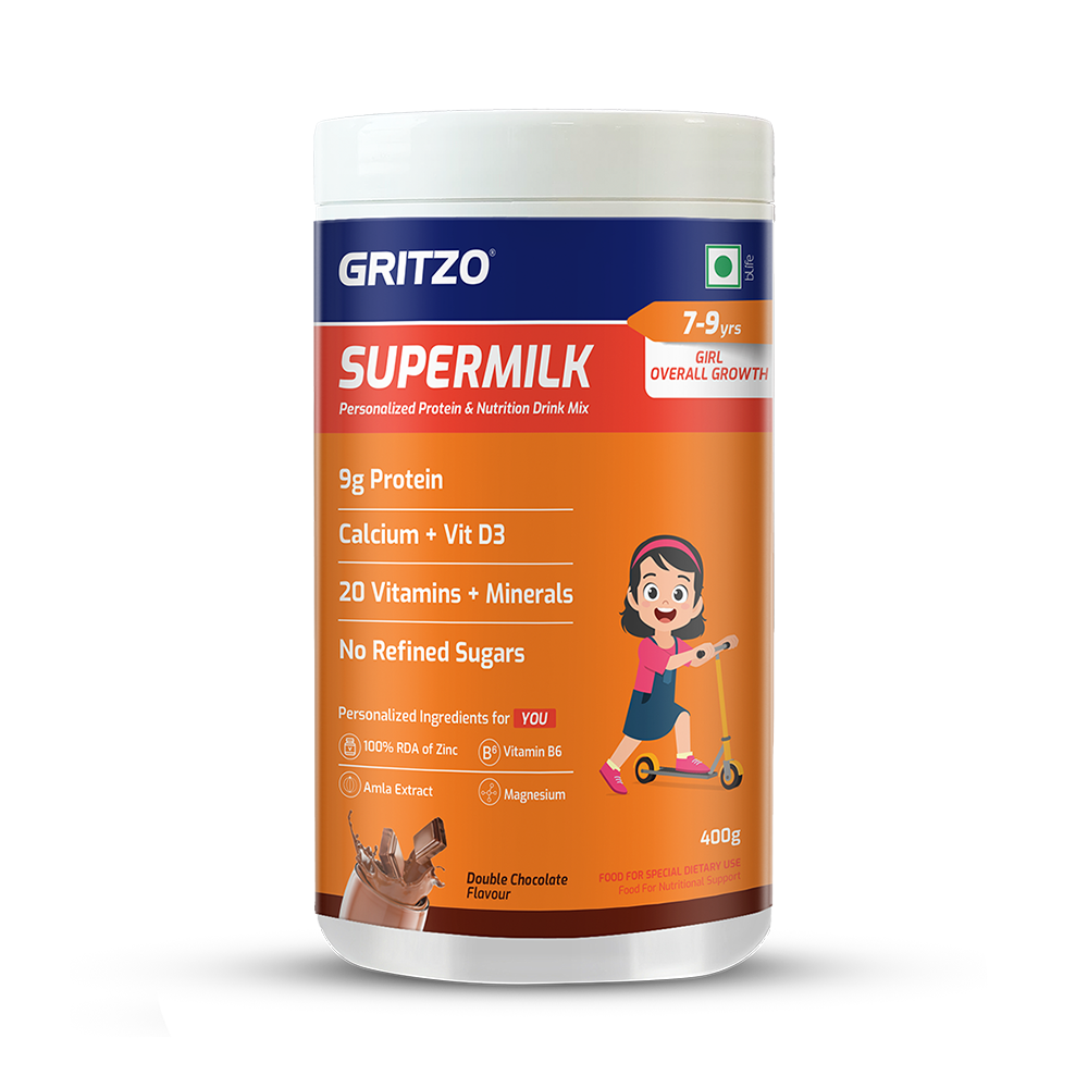 Supermilk Overall Growth For 7-9 Yrs Girl,  400 g  Double Chocolate  7-9 Yrs  Girl  Overall Growth  With Unrefined Sugar 