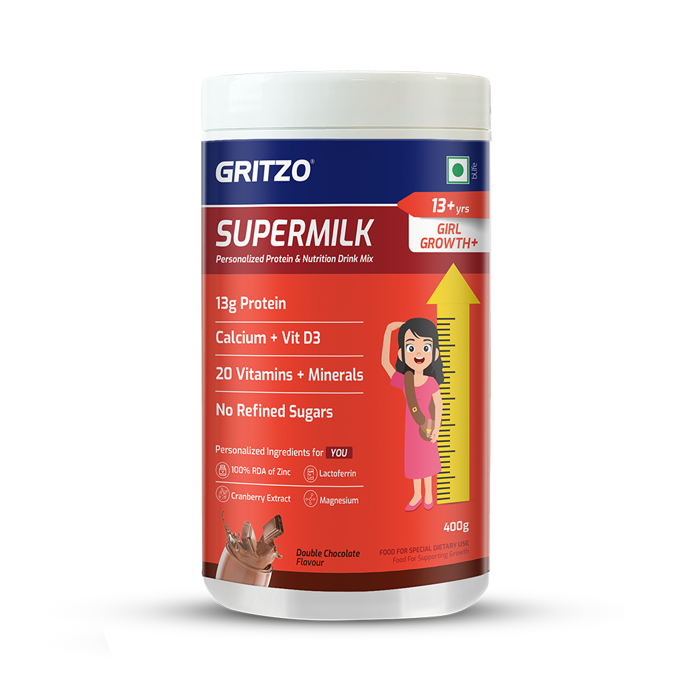 Supermilk Gritzo Growth+(Formerly Height+) for Girl 13+ years,  400 g  Double Chocolate 