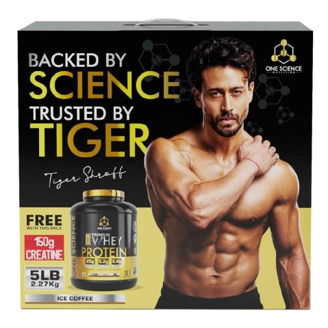 1 - One Science 100% Premium Whey Protein, 5 lb Ice Coffee - with Free 150g Creatine