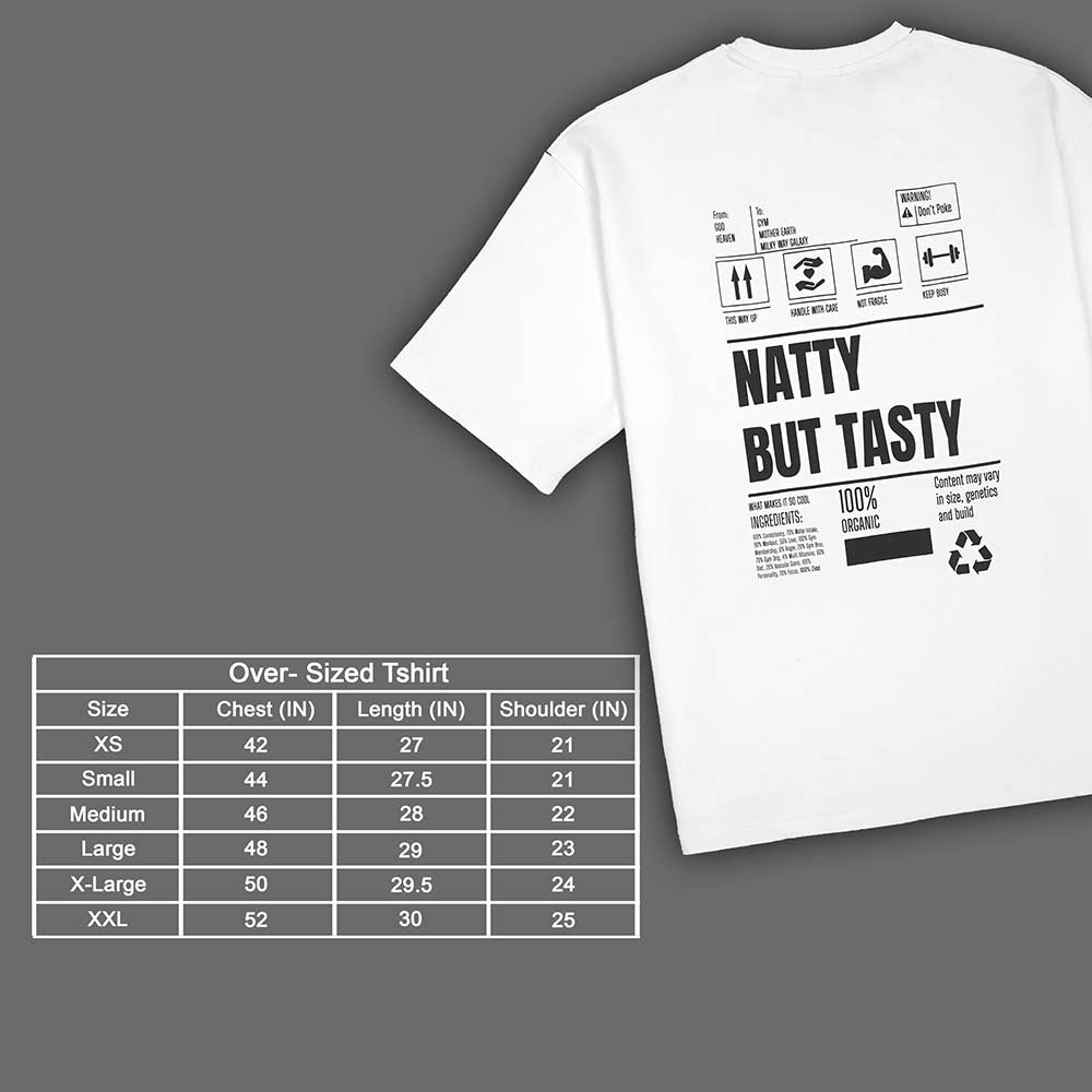 MuscleBlaze Natty But Tasty Oversized Solid T-Shirt,  Large  White