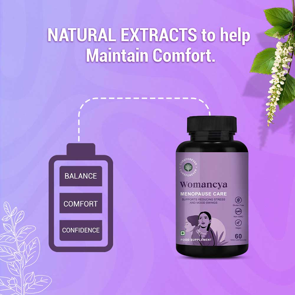 6 - CUREFOREVER Womaneya Menopause Care,  60 veggie capsule(s)  Unflavoured 
