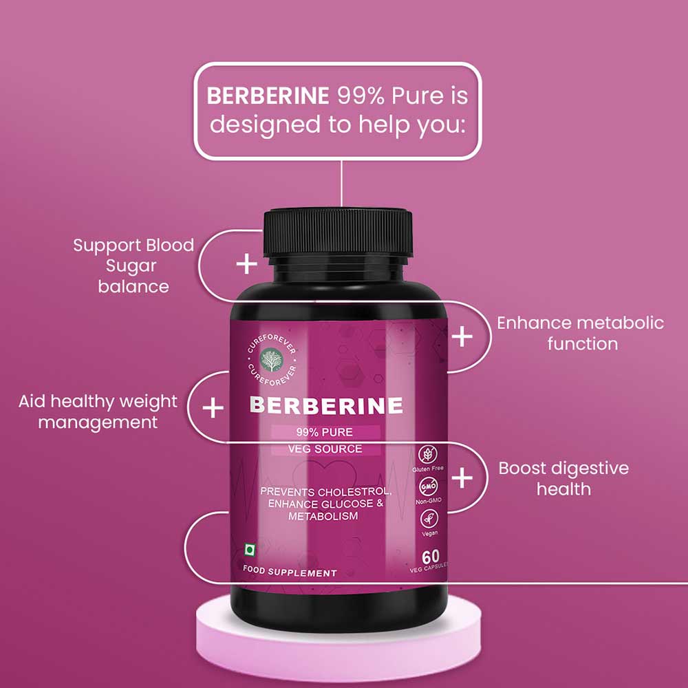 5 - CUREFOREVER Berberine 1000mg,  60 veggie capsule(s) 