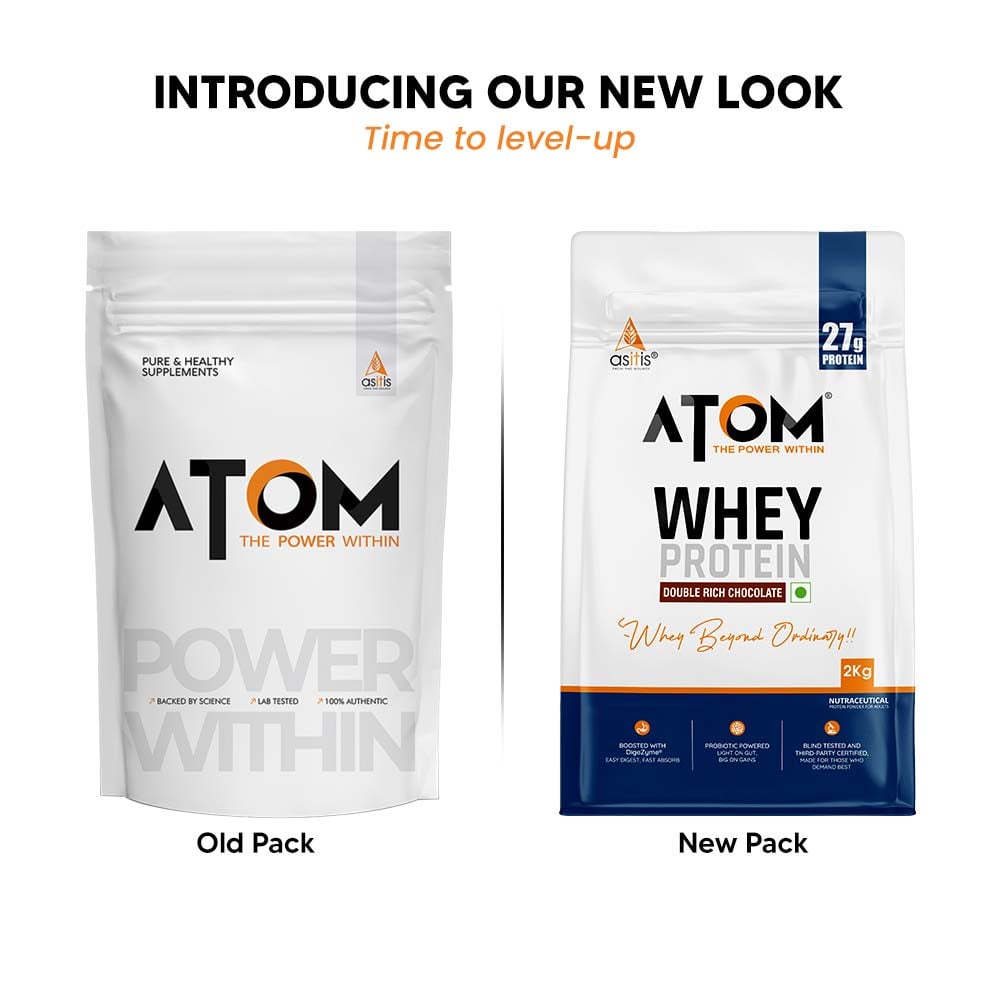 2 - AS-IT-IS Nutrition ATOM Whey Protein with Enzymes,  4.4 lb  Double Rich Chocolate 