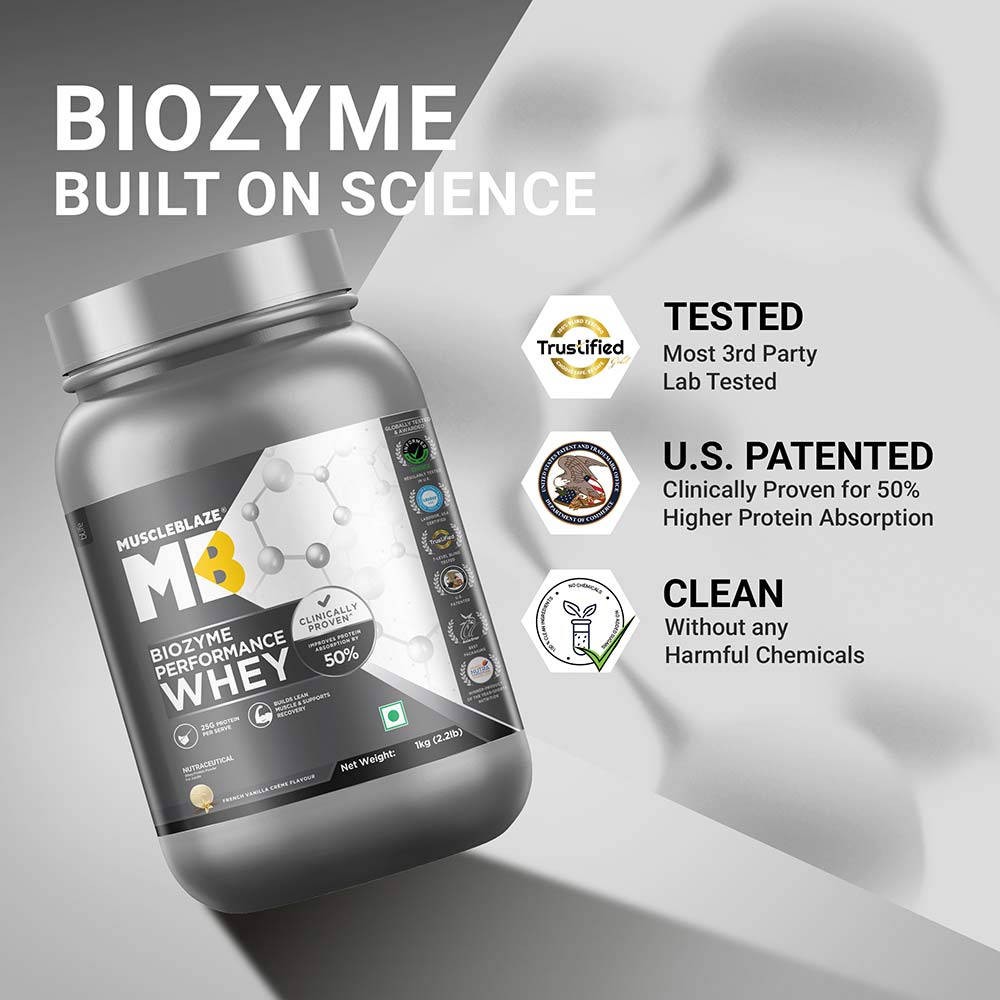 4 - MuscleBlaze Biozyme Performance Whey,  2.2 lb  French Vanilla Creme