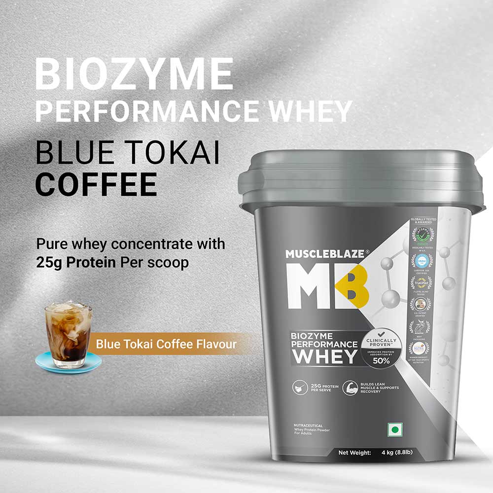 9 - MuscleBlaze Biozyme Performance Whey,  8.8 lb  Blue Tokai Coffee