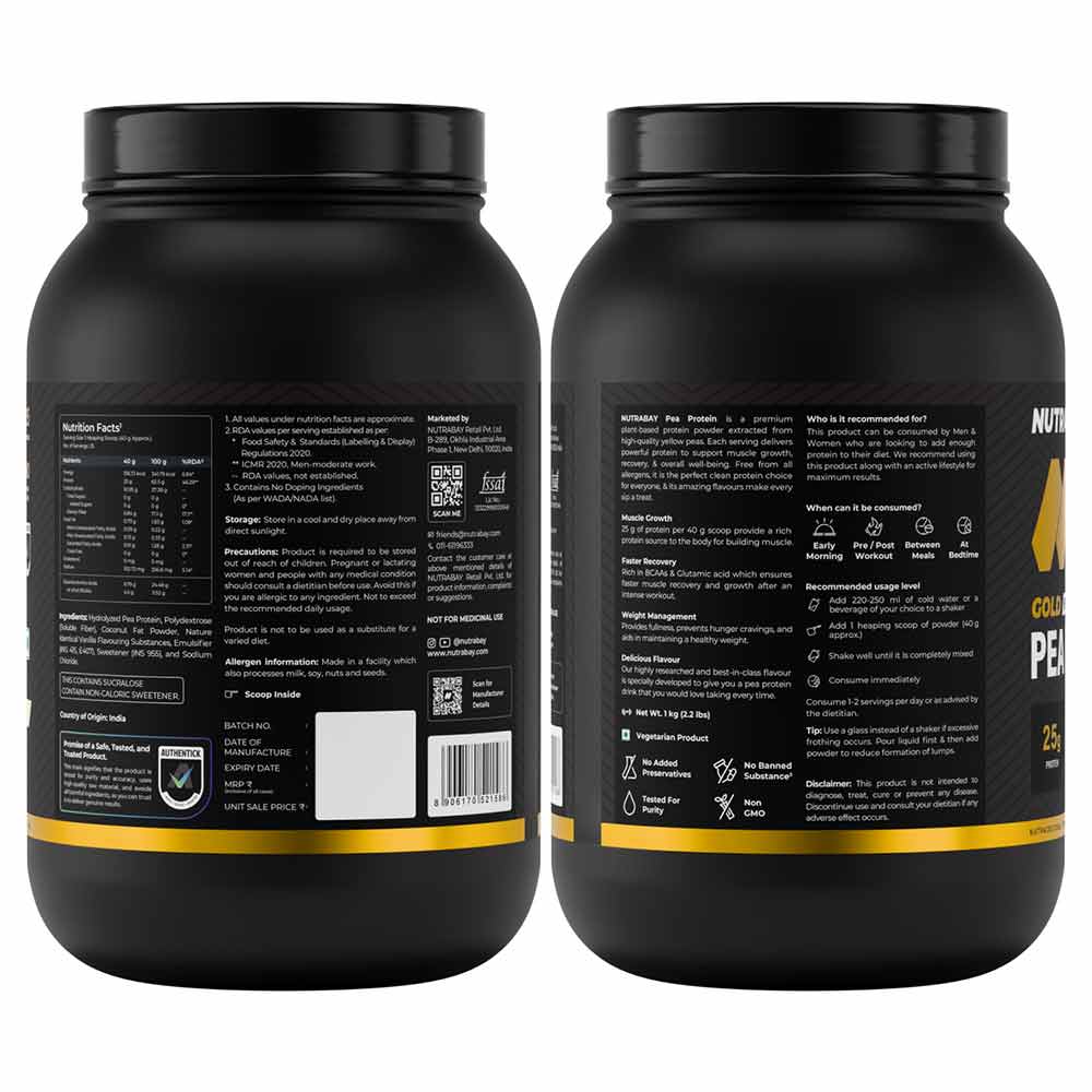 6 - Nutrabay Gold Pea Protein,  2.2 lb  French Vanilla 