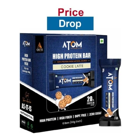 AS-IT-IS Nutrition ATOM High Protein Bar,  6 bar(s)  Cookie Latte 