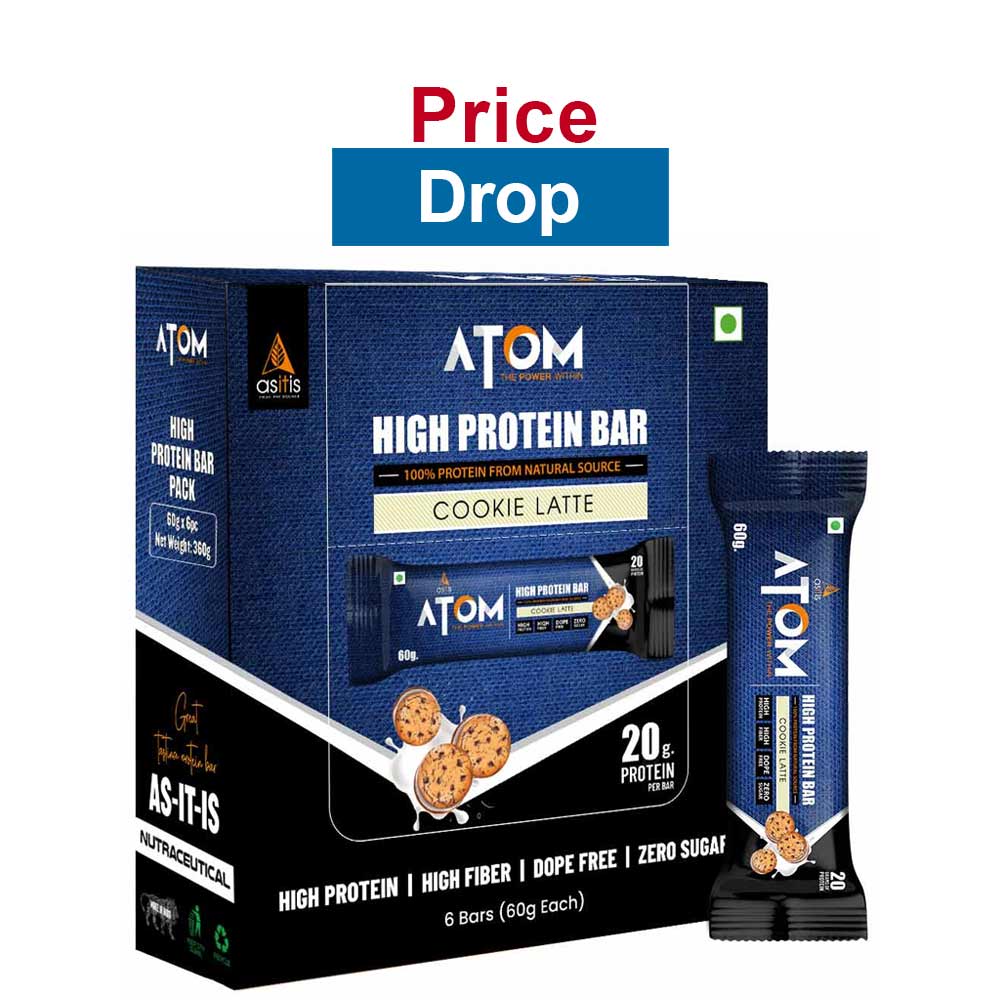 AS-IT-IS Nutrition ATOM High Protein Bar,  6 bar(s)  Cookie Latte 