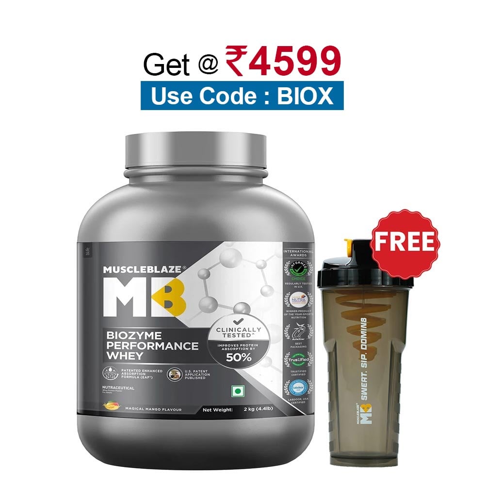 MuscleBlaze Biozyme Performance Whey, 4.4 lb Magical Mango