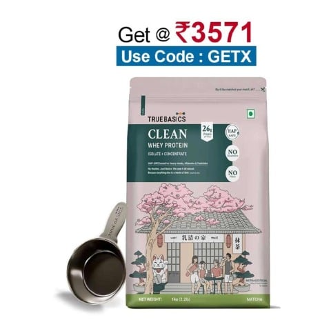 TrueBasics Clean Whey Protein (Isolate + Concentrate),  2.2 lb  Matcha 