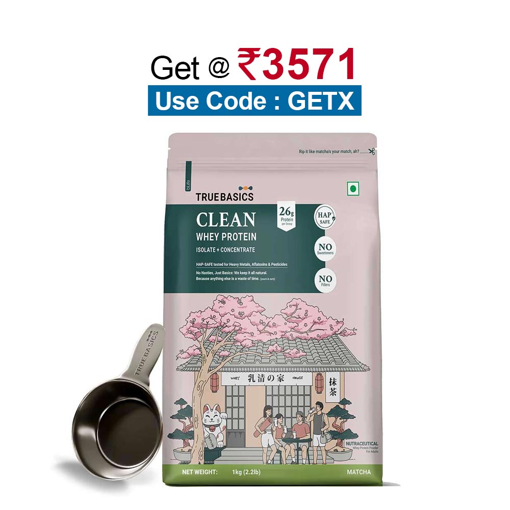 TrueBasics Clean Whey Protein (Isolate + Concentrate),  2.2 lb  Matcha 