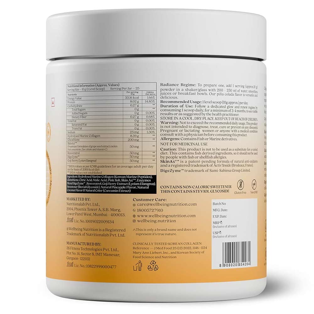 2 - Wellbeing Nutrition Glow Collagen,  250 g  Pina Colada 