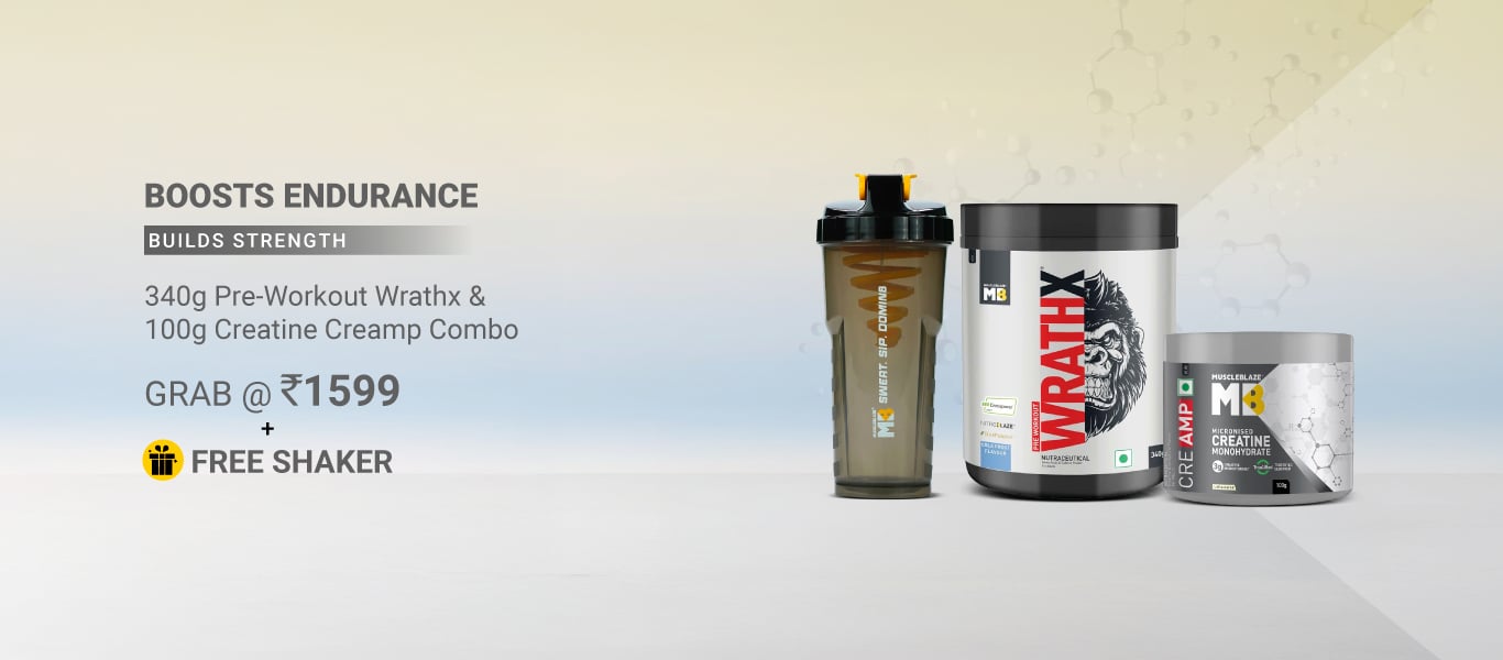 340g Pre Workout WrathX and 100g Creatine Combos @ 1599 + Free Shaker