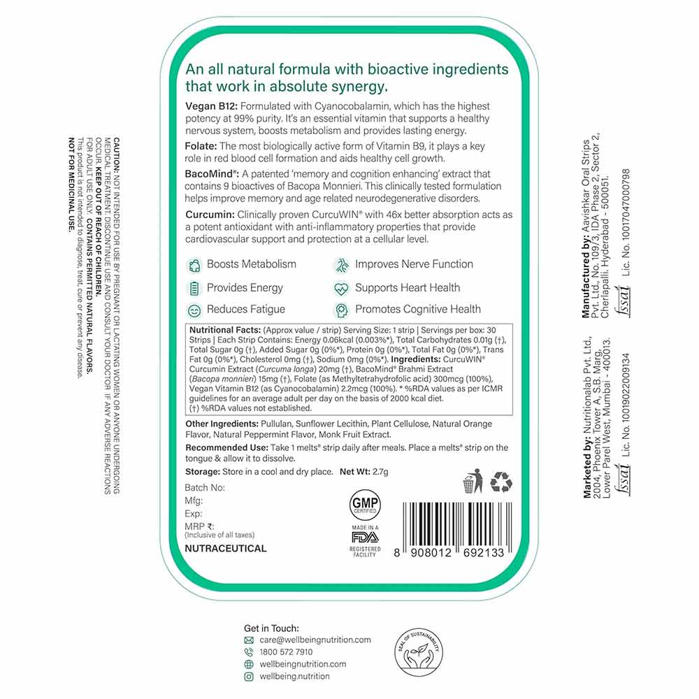 2 - Wellbeing Nutrition Melts Vegan Vitamin B12,  Misty Orange Mint  30 Piece(s)/Pack 