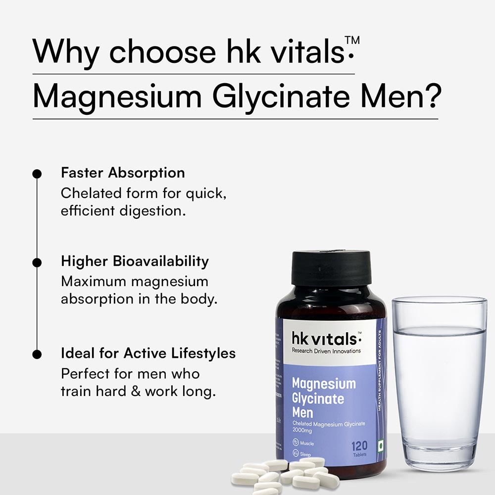 6 - HealthKart HK Vitals Magnesium Glycinate,  Unflavoured - Men  120 tablet(s)