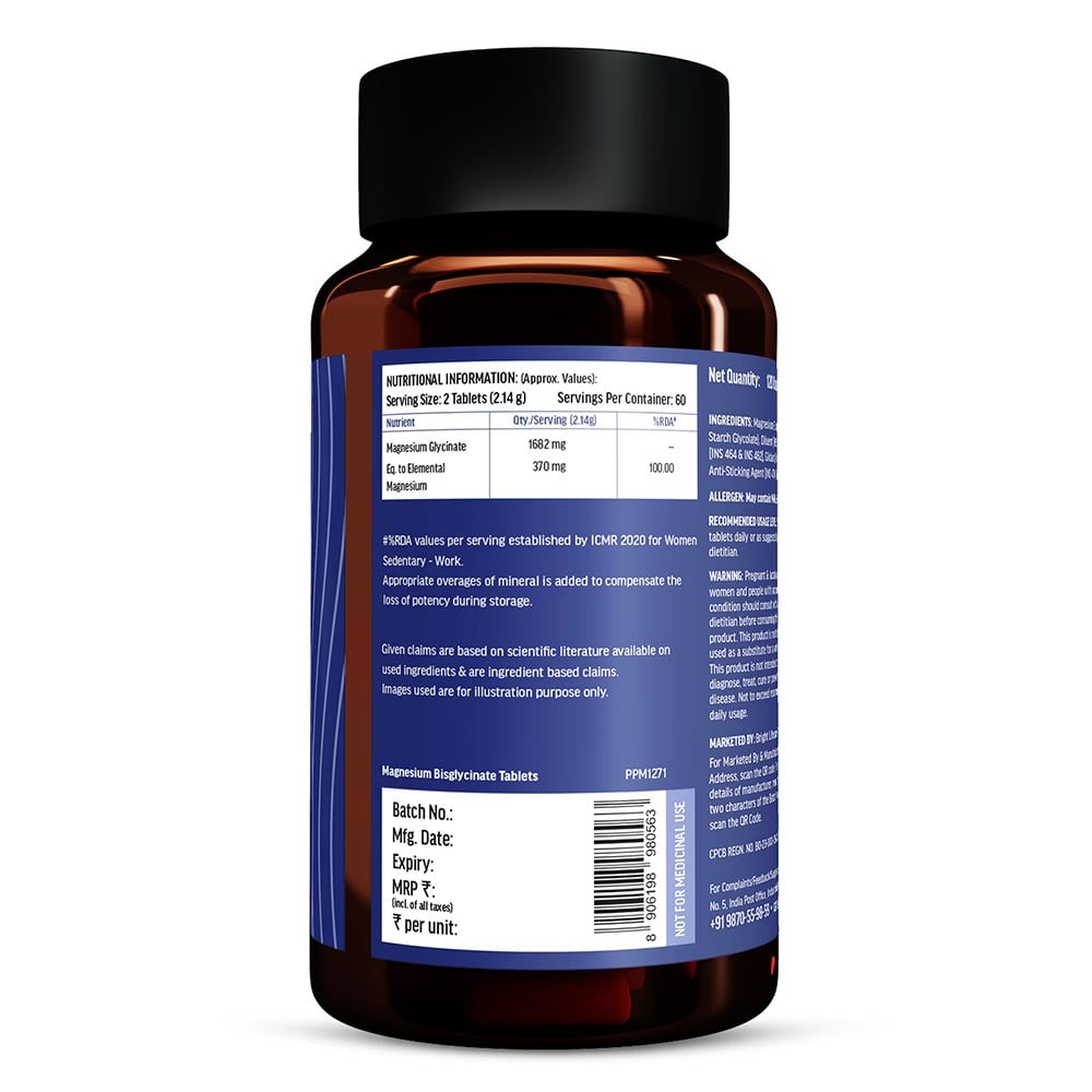 12 - HealthKart HK Vitals Magnesium Glycinate,  Unflavoured - Women  120 tablet(s)