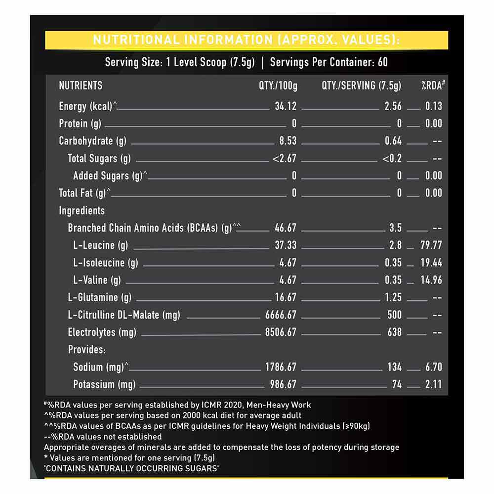 5 - MuscleBlaze BCAA Gold 8:1:1, 0.99 lb 30 Servings Green Apple