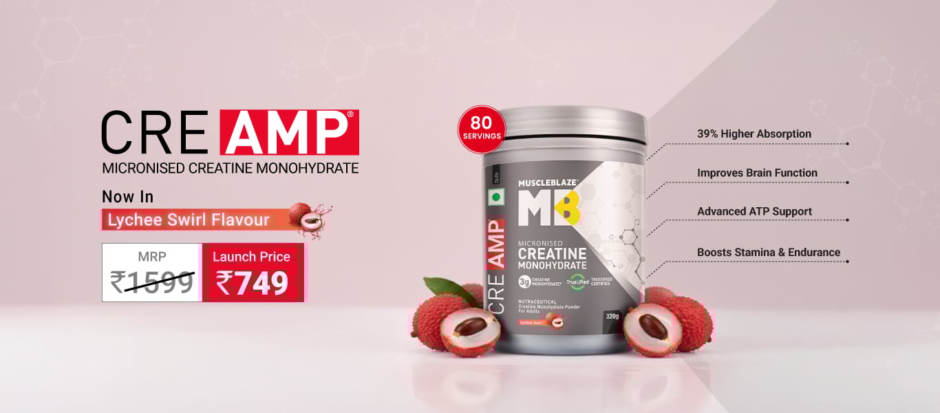 Launch: MuscleBlaze Creatine Monohydrate CreAMP 320 g Lychee Swirl @ 749