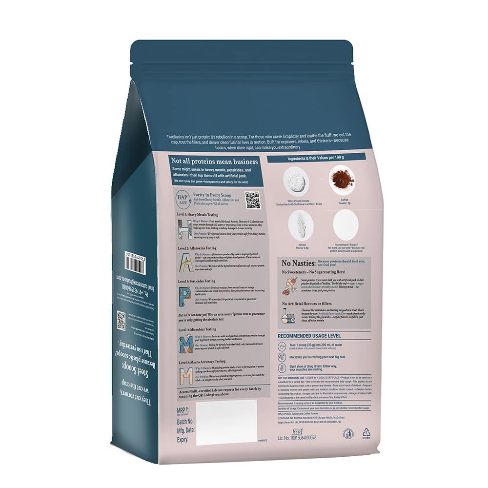 4 - TrueBasics Clean Whey Protein (Isolate),  2.2 lb  Coffee