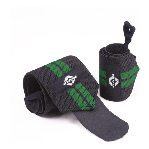 1 - Nivia Wrist Support with Thumb Loop & Adjustable Velcro Strap,  Black/Green  Free Size 