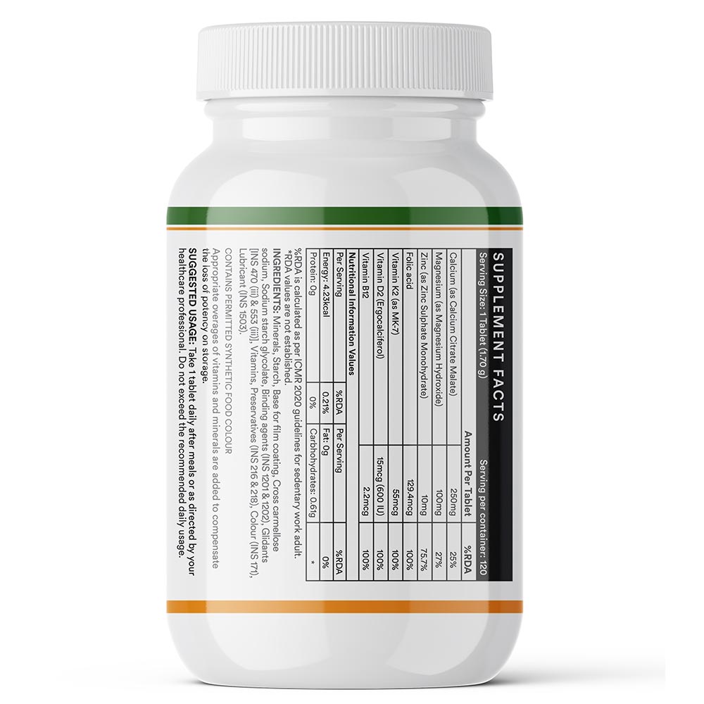 3 - INLIFE Calcium Zinc Magnesium Vitamin D+K2,  120 tablet(s)  Unflavoured 