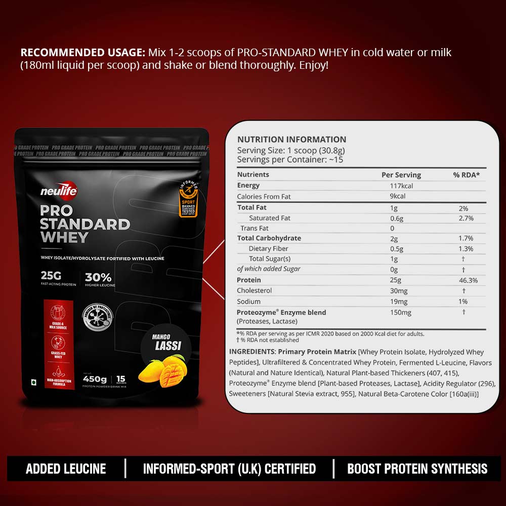 3 - Neulife Pro Standard Whey,  0.99 lb  Mango Lassi 