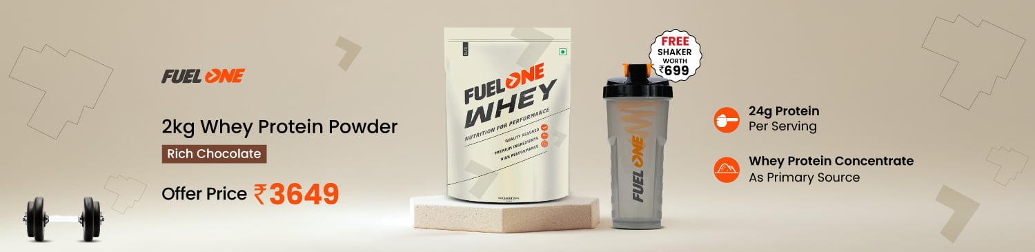 Fuel One Whey Protein Powder, 2 kg (4.4 lb), Rich Chocolate | Offer Price - 3649 with Free Shaker