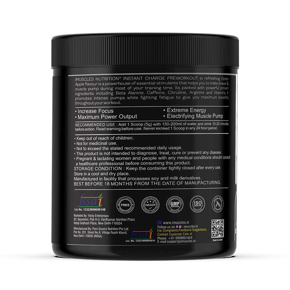 3 - iMuscles Nutrition Instant Charge Pre Workout,  0.44 lb  Green Apple 
