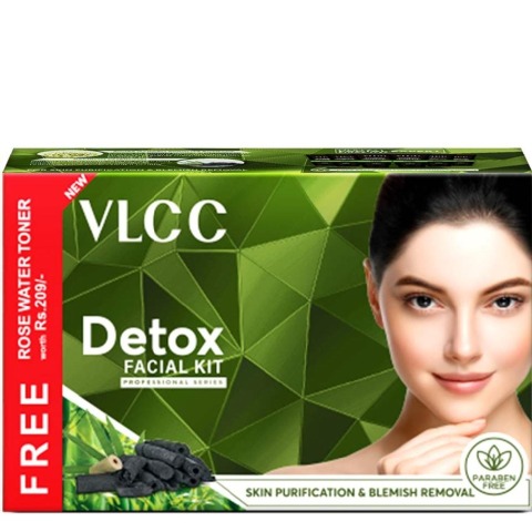 1 - VLCC Detox Facial Kit,  300 g  Removes Blemishes (with Free Rose Water Toner - 100ml) 