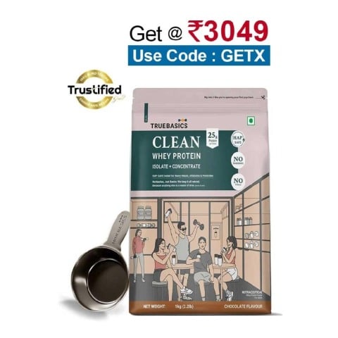 TrueBasics Clean Whey Protein (Isolate + Concentrate),  2.2 lb  Chocolate 