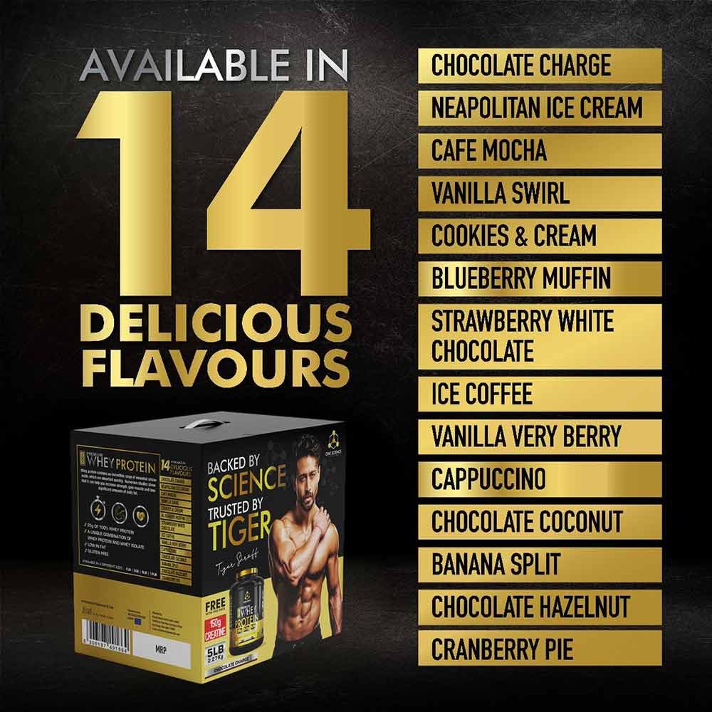 2 - One Science 100% Premium Whey Protein,  5 lb  Cafe Mocha - with Free 150g Creatine 