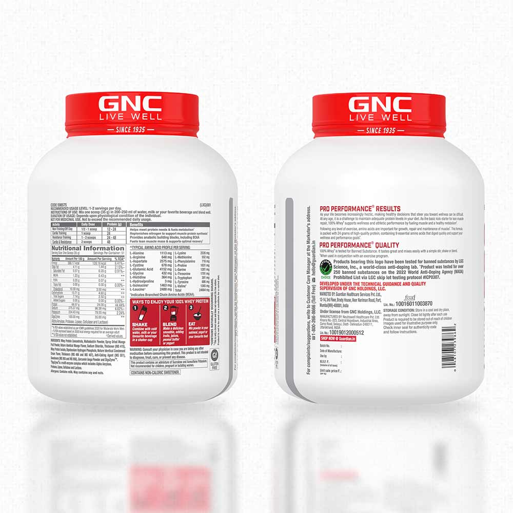 2 - GNC Pro Performance 100% Whey Protein,  4 lb  Mango Smoothie 