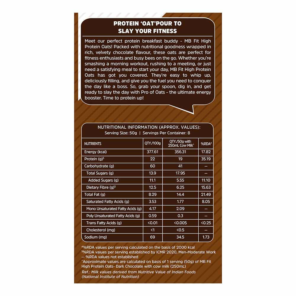 4 - MuscleBlaze High Protein Oats,  400 g  Dark Chocolate 
