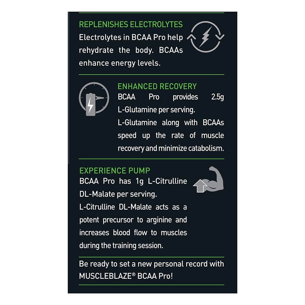 9 - MuscleBlaze BCAA Pro, 0.99 lb 30 Servings Blueberry Lemonade