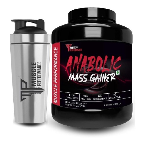 1 - Muscle Performance Anabolic Mass Gainer, 5.5 lb Creamy Vanilla with Steel Shaker