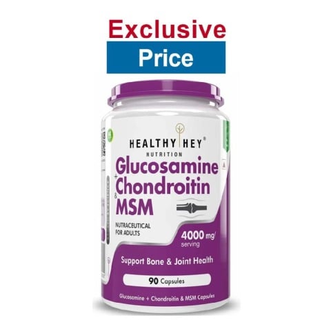 HealthyHey Nutrition Glucosamine Chondroitin and MSM,  90 capsules 