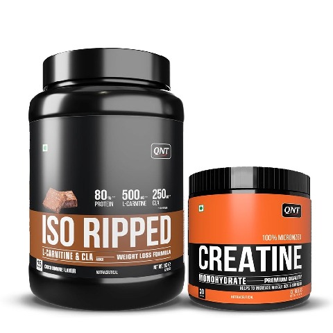 QNT ISO Ripped & Creatine Monohydrate Unflavoured 0.198 lb Combo,  2.2 lb  Choco Brownie 