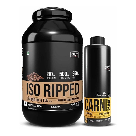 QNT ISO Ripped & Carnipump Ripping Pre-workout 500 ml Navel Orange Combo, 4.4 lb Cafe Bevarabia