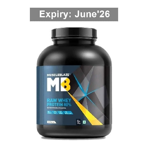 MuscleBlaze Raw Whey Protein 80% Powder, 4.4 lb Unflavoured