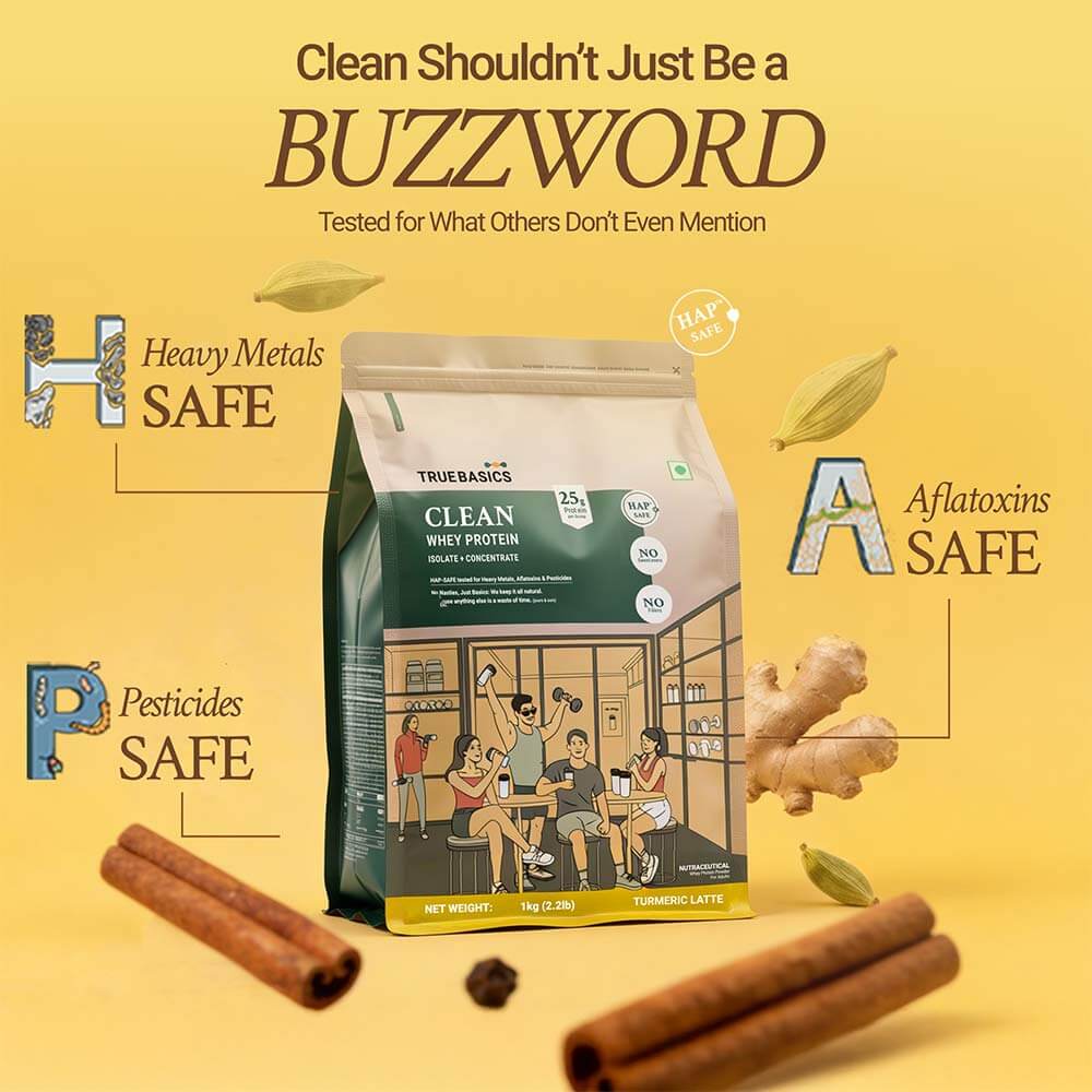 13 - TrueBasics Clean Whey Protein (Isolate + Concentrate),  2.2 lb  Turmeric Latte