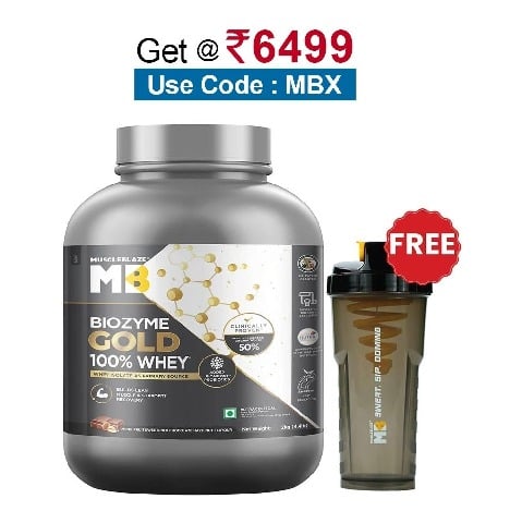 MuscleBlaze Biozyme Gold 100% Whey,  4.4 lb  Monk Fruit Sweetened Chocolate Hazelnut 