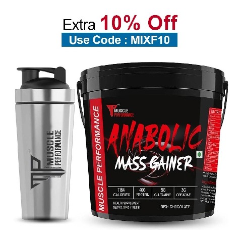 Muscle Performance Anabolic Mass Gainer,  11 lb  Irish Chocolate with Steel Shaker 